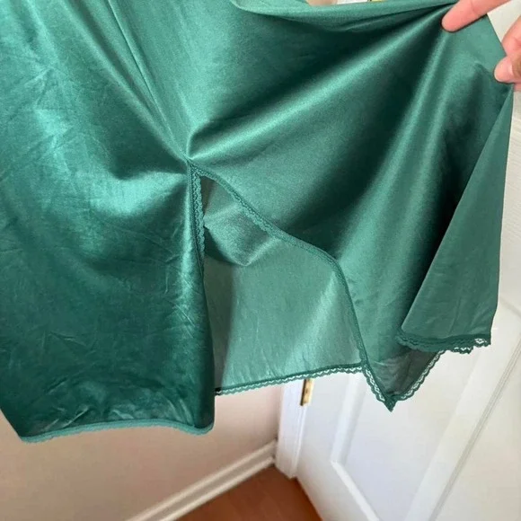 Green Vanity Fair Slip Medium Emerald Lace Dress - Picture 3 of 6